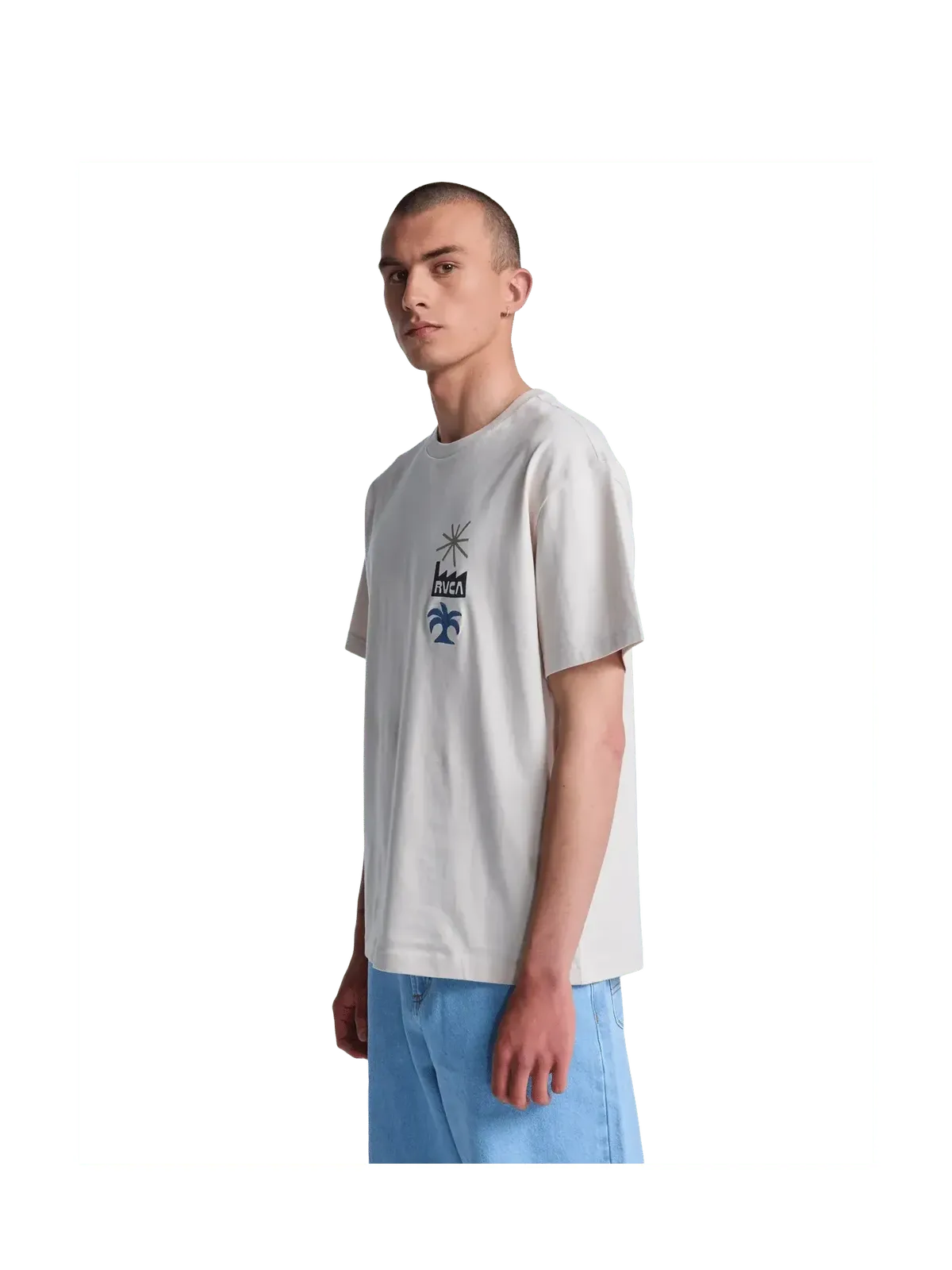 Teeshirts Rvca Mirage Ss Moonbeam, vue porté de ¾
