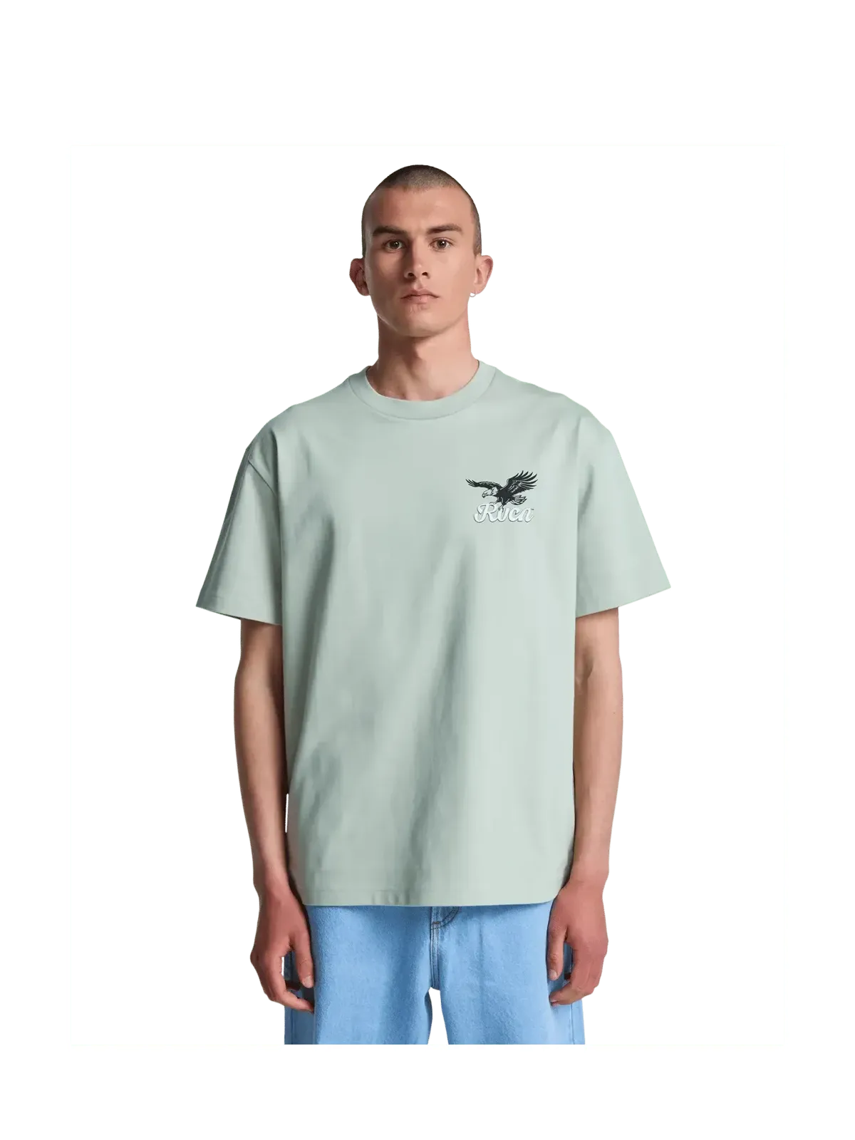 Teeshirts Rvca On Wings Ss Light Olive, vue portée de face