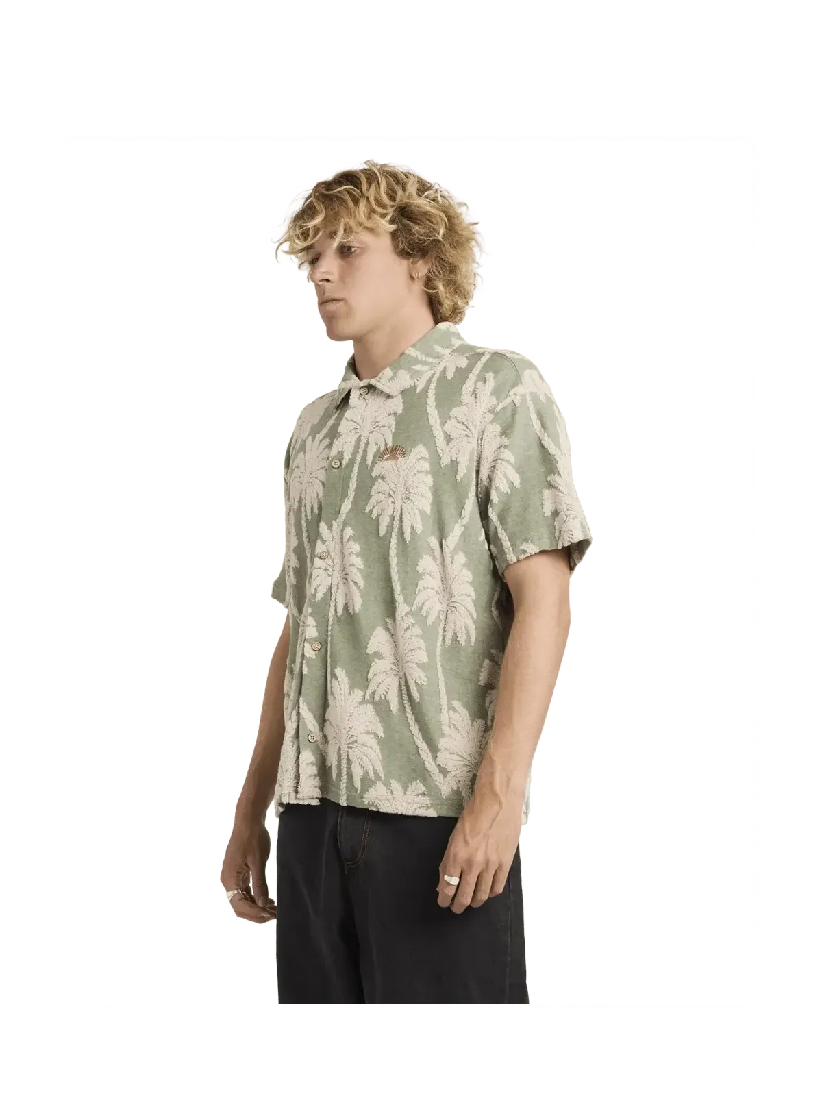 Teeshirts Rvca Palm Fall Ss Jade, vue portée de face
