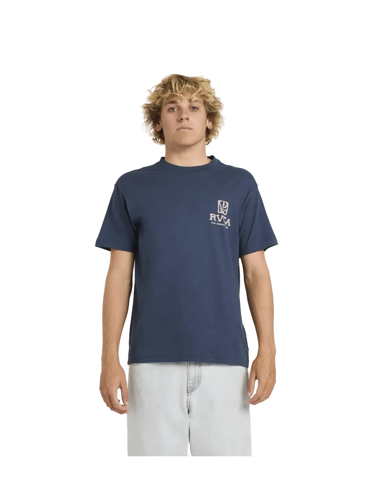 Teeshirts Rvca Palmgrove Ss Moody Blue, vue portée de face