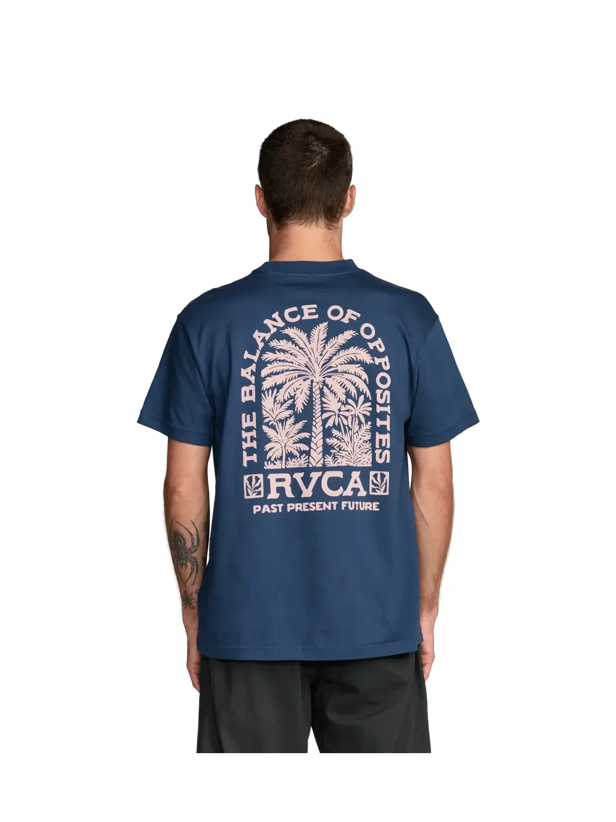 Teeshirts Rvca Palmgrove Ss Moody Blue, vue portée de dos