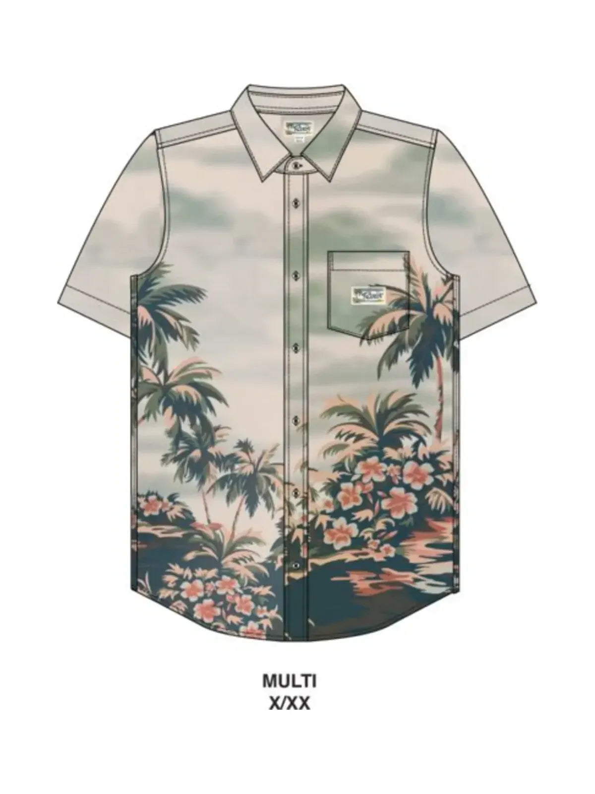 Chemises Rvca Peninsula Ss Multi, vue de dessin de face a plat