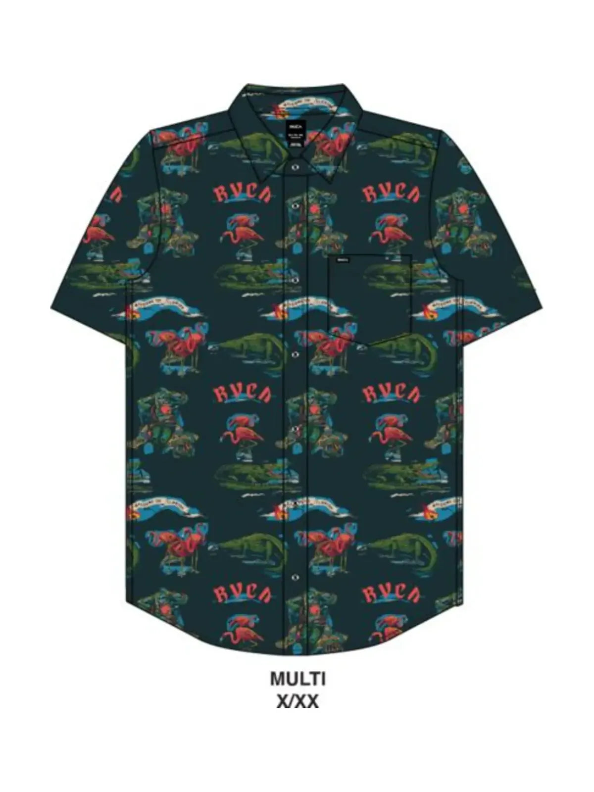 Chemises Rvca Reception Ss Multi, vue de dessin de face a plat