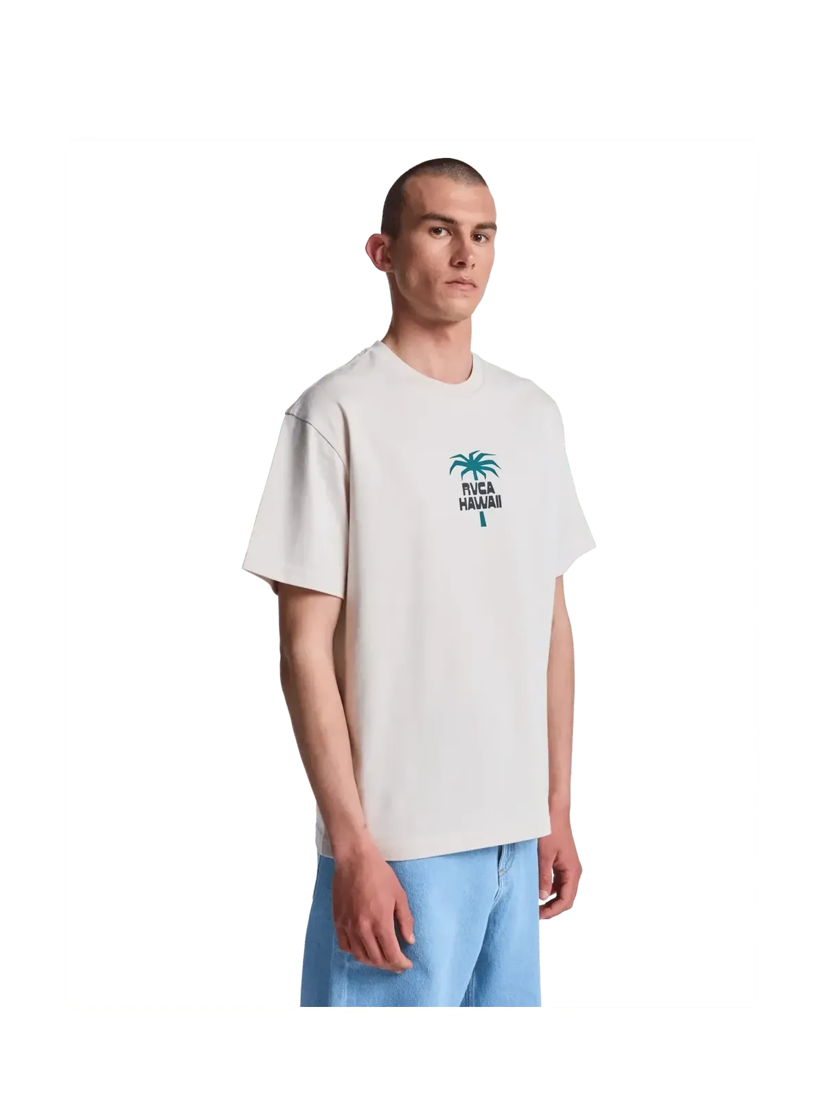 Teeshirts Rvca Rvca Aloha Ss Moonbeam, vue porté de ¾