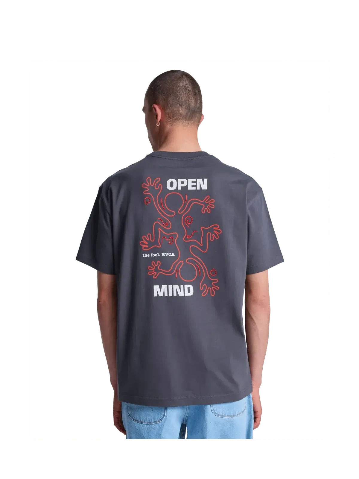 Teeshirts Rvca The Fool Ss Tee Garage Blue, vue portée de dos