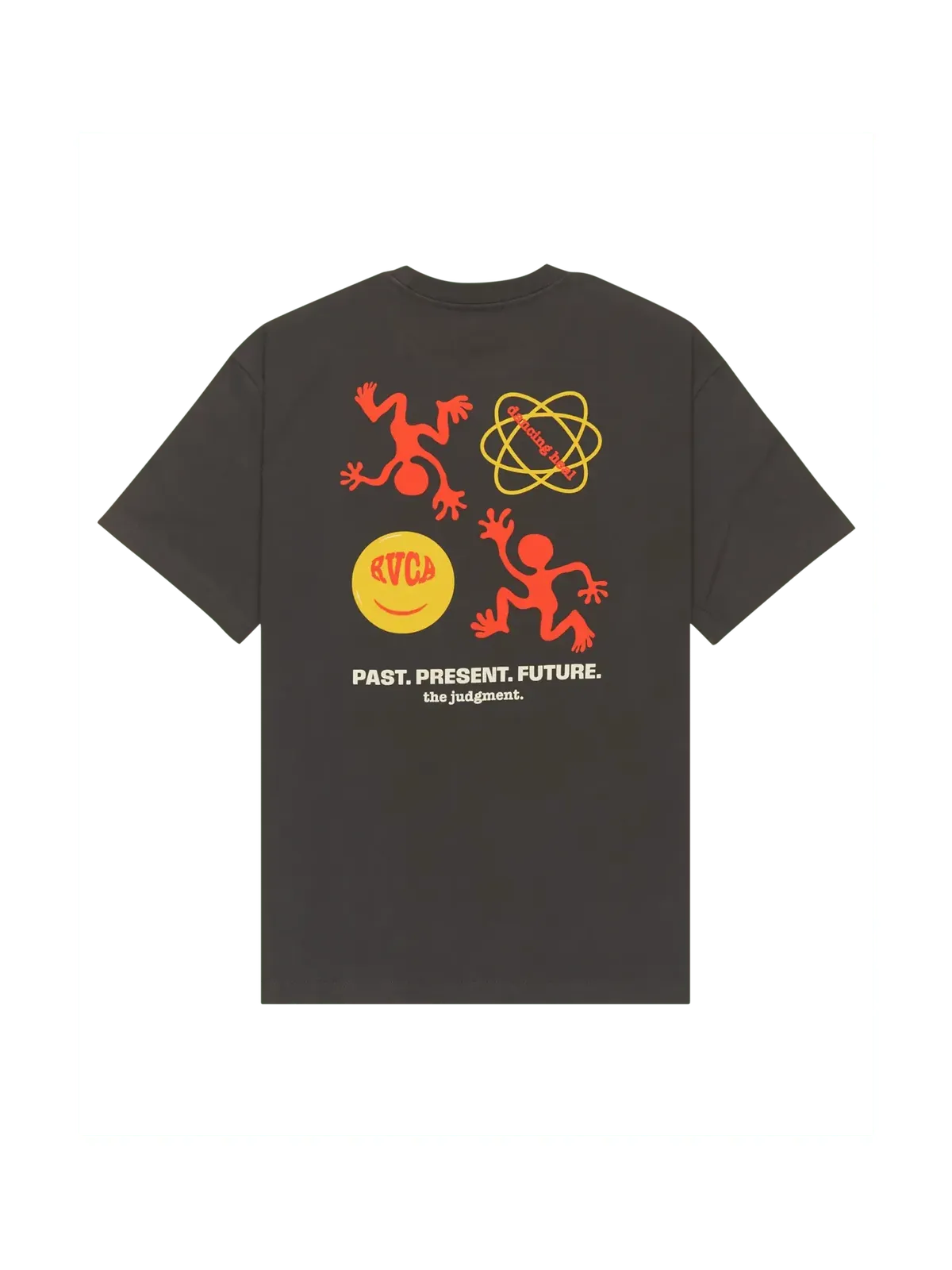 Teeshirts Rvca The Judgement Ss Tee Garage Blue, vue de dos a plat