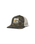 Casquettes Salty crew Striper Trucker Sand Camo, vue de ¾ face