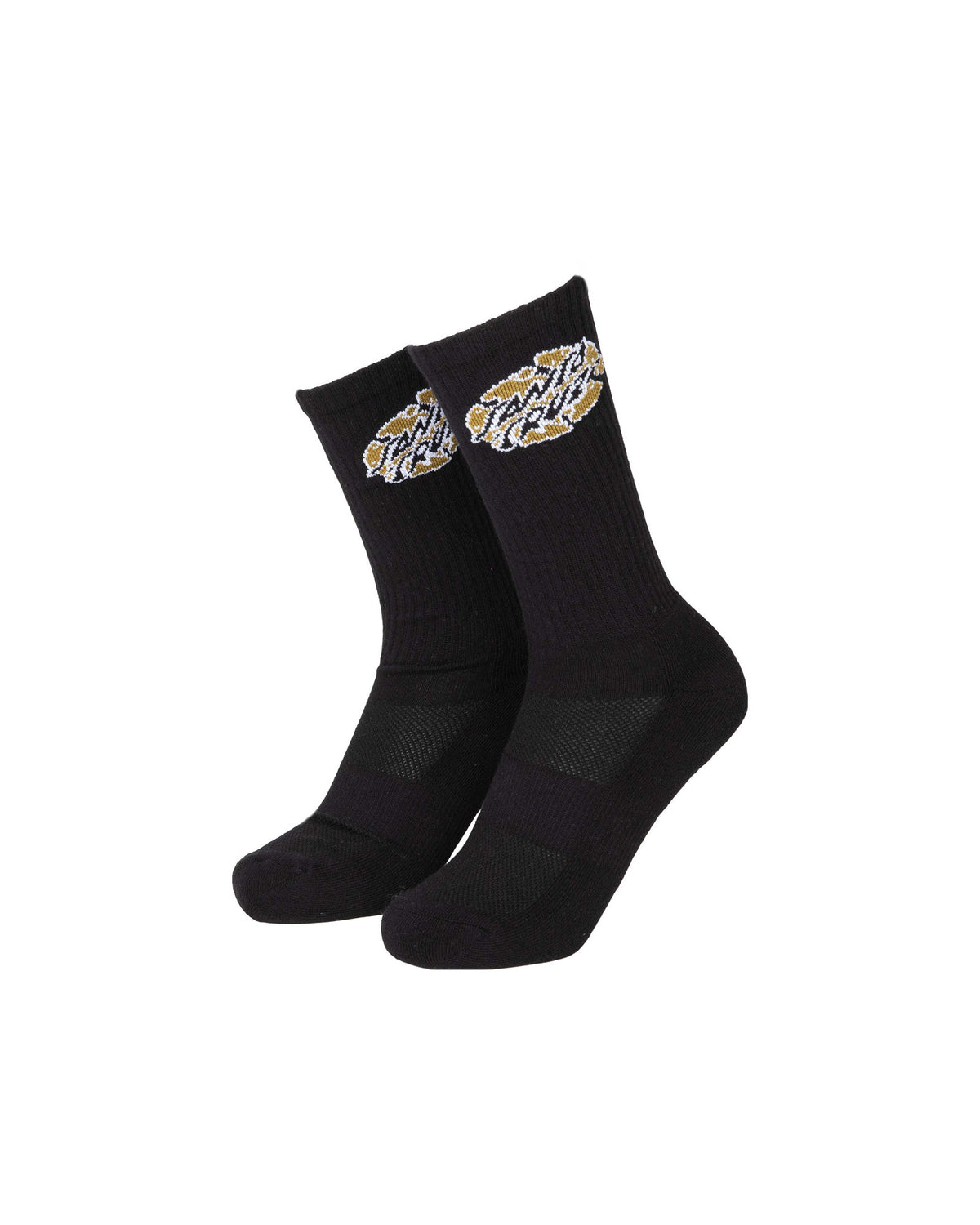 Chaussettes Santa cruz Broken Dot Sock Black, vue de ¾ face