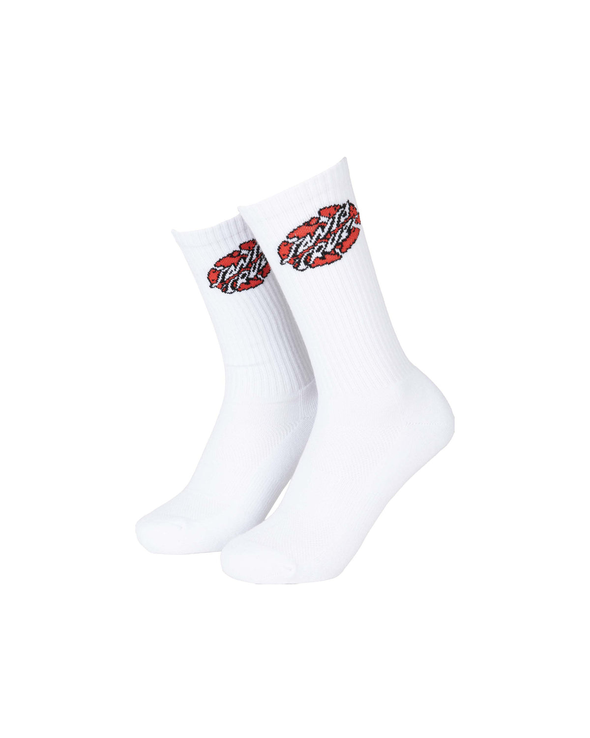 Chaussettes Santa cruz Broken Dot Sock White, vue de ¾ face