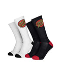 Chaussettes Santa cruz Classic Dot Sock (2 Pack) White & Black, vue de ¾ face