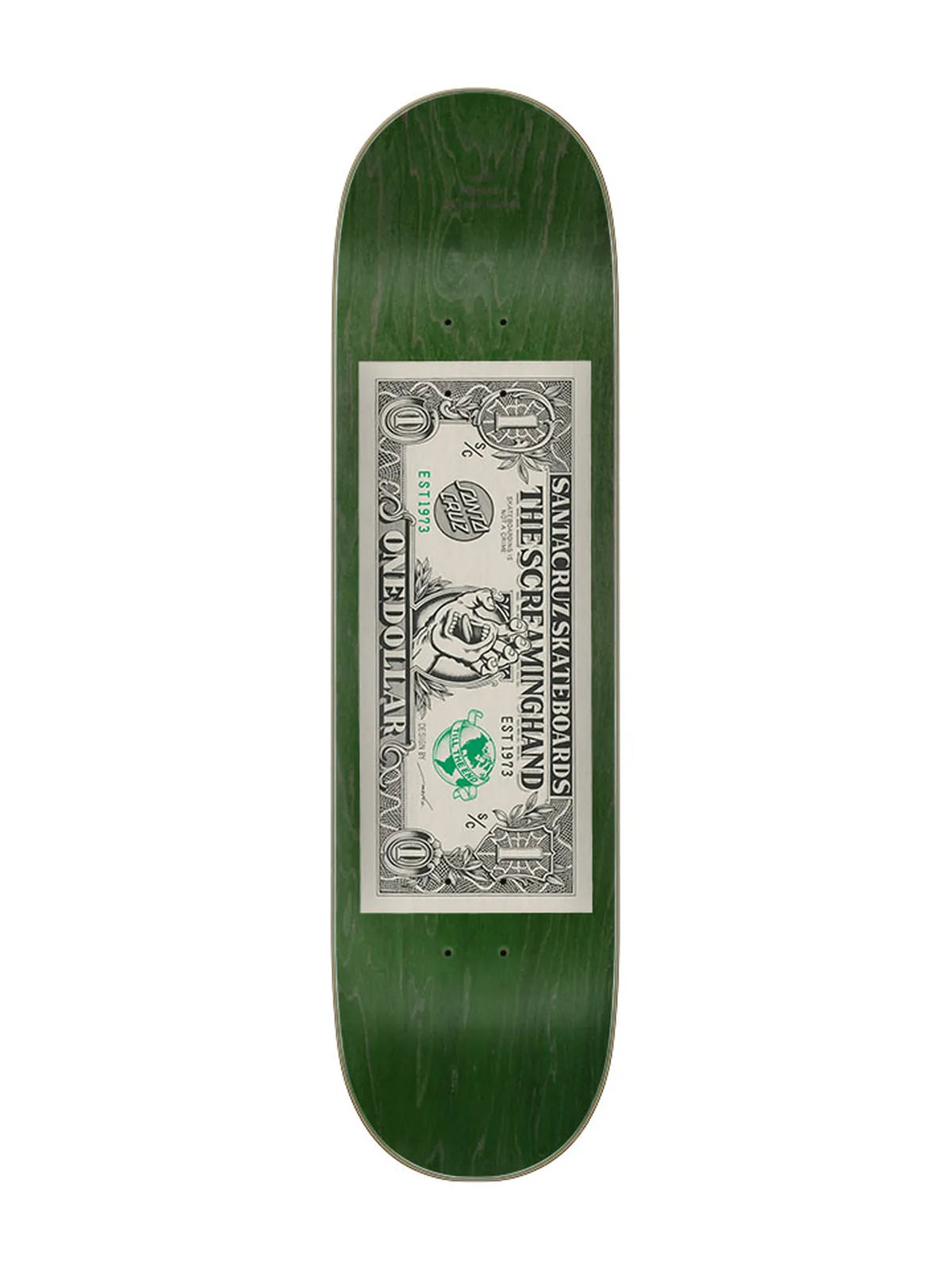 Planches de skate   Santa Cruz Deck Dollar Hand 8.25 X 31.8, vue de dessous