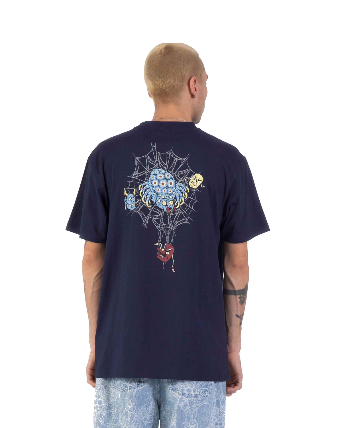 Teeshirts Santa cruz Dressen Spider T-Shirt Midnight Blue, vue de dos porté