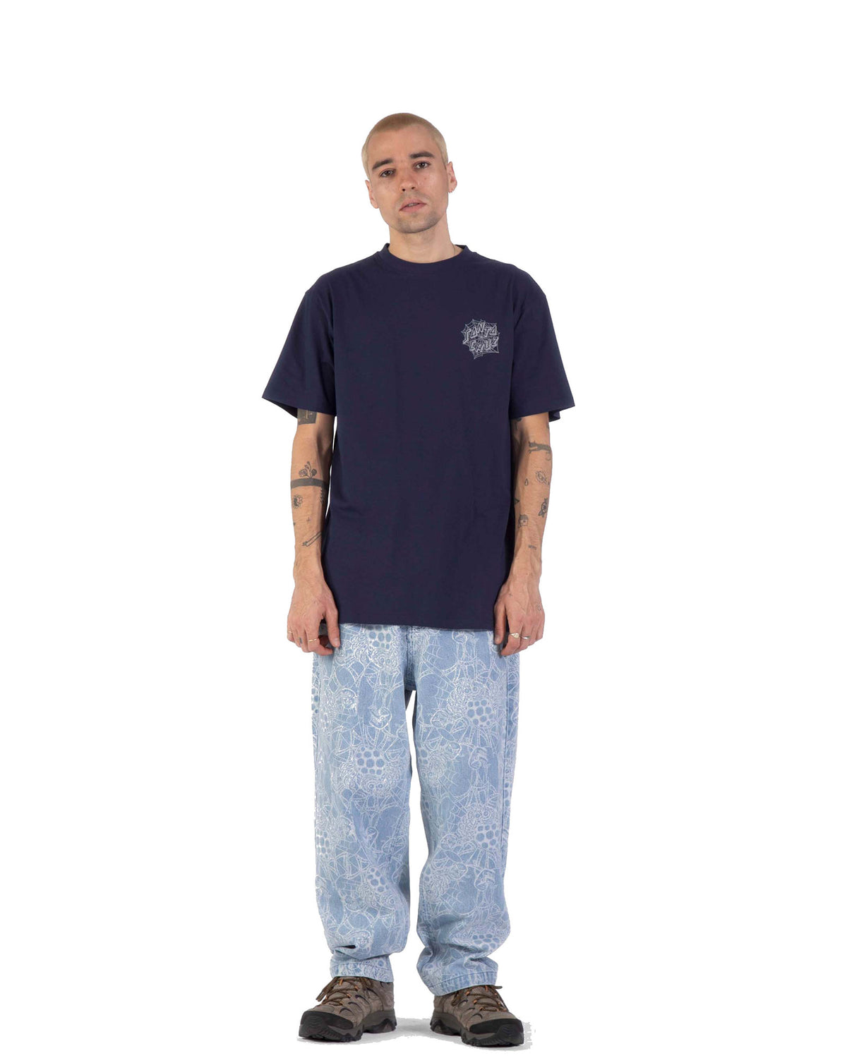 Teeshirts Santa cruz Dressen Spider T-Shirt Midnight Blue, vue de face porté de plein pied