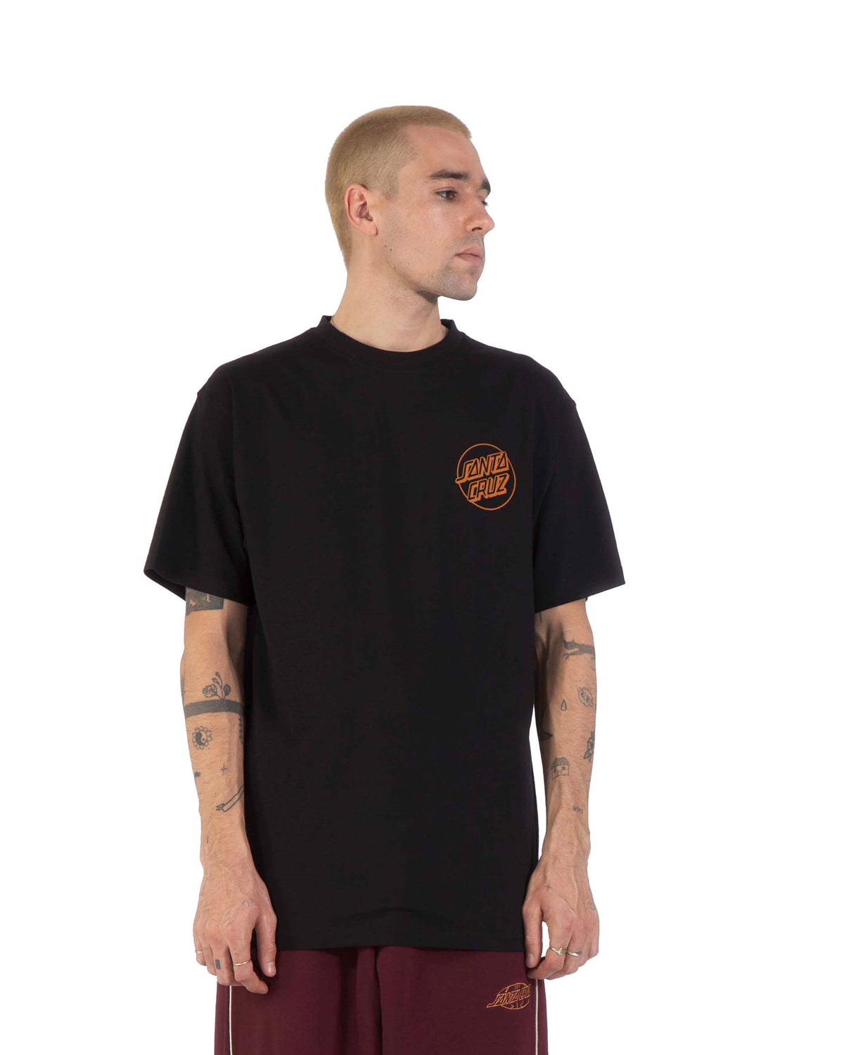 Teeshirts Santa cruz Forging Dot T-Shirt Black, vue de face porté