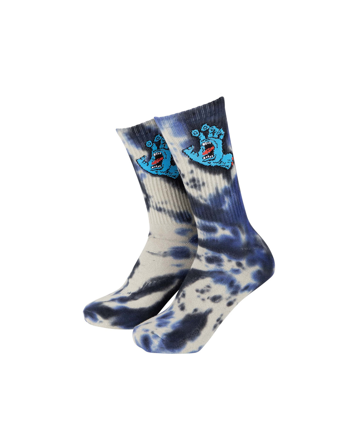 Chaussettes Santa cruz Screaming Hand Tie Dye Sock Black, vue de ¾ face