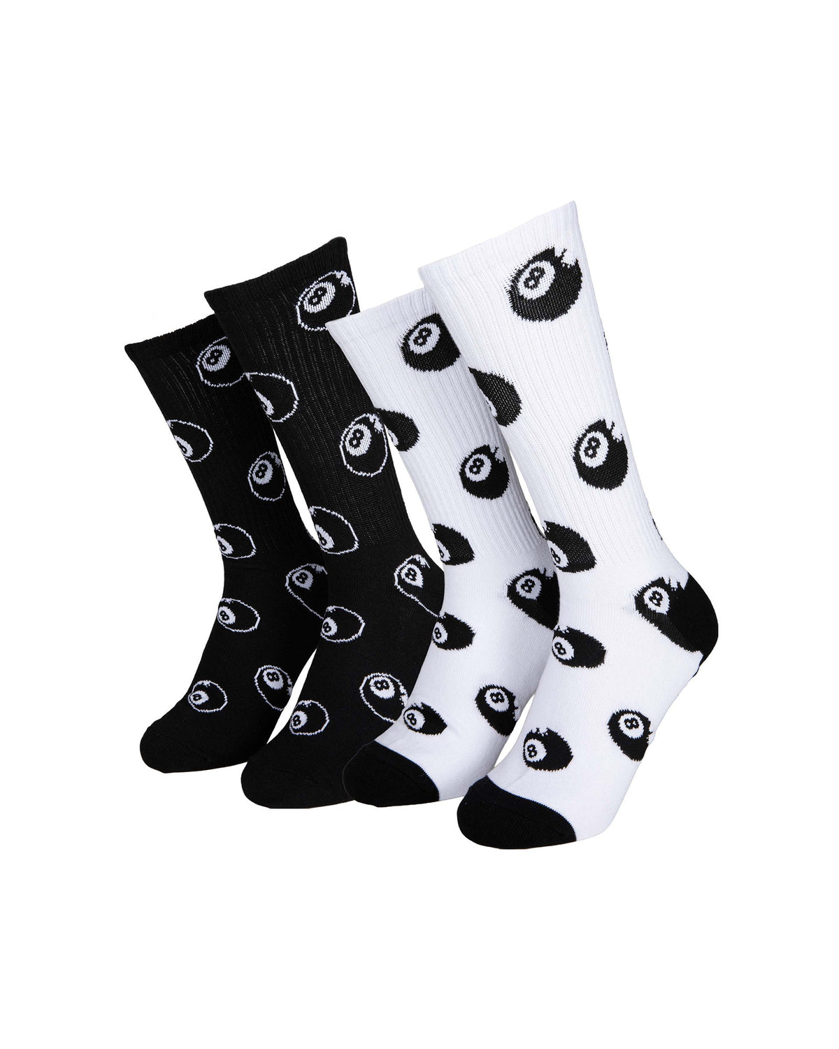 Chaussettes Santa cruz Winkowski Eight Ballr (2Pk) White & Black, vue de ¾ face