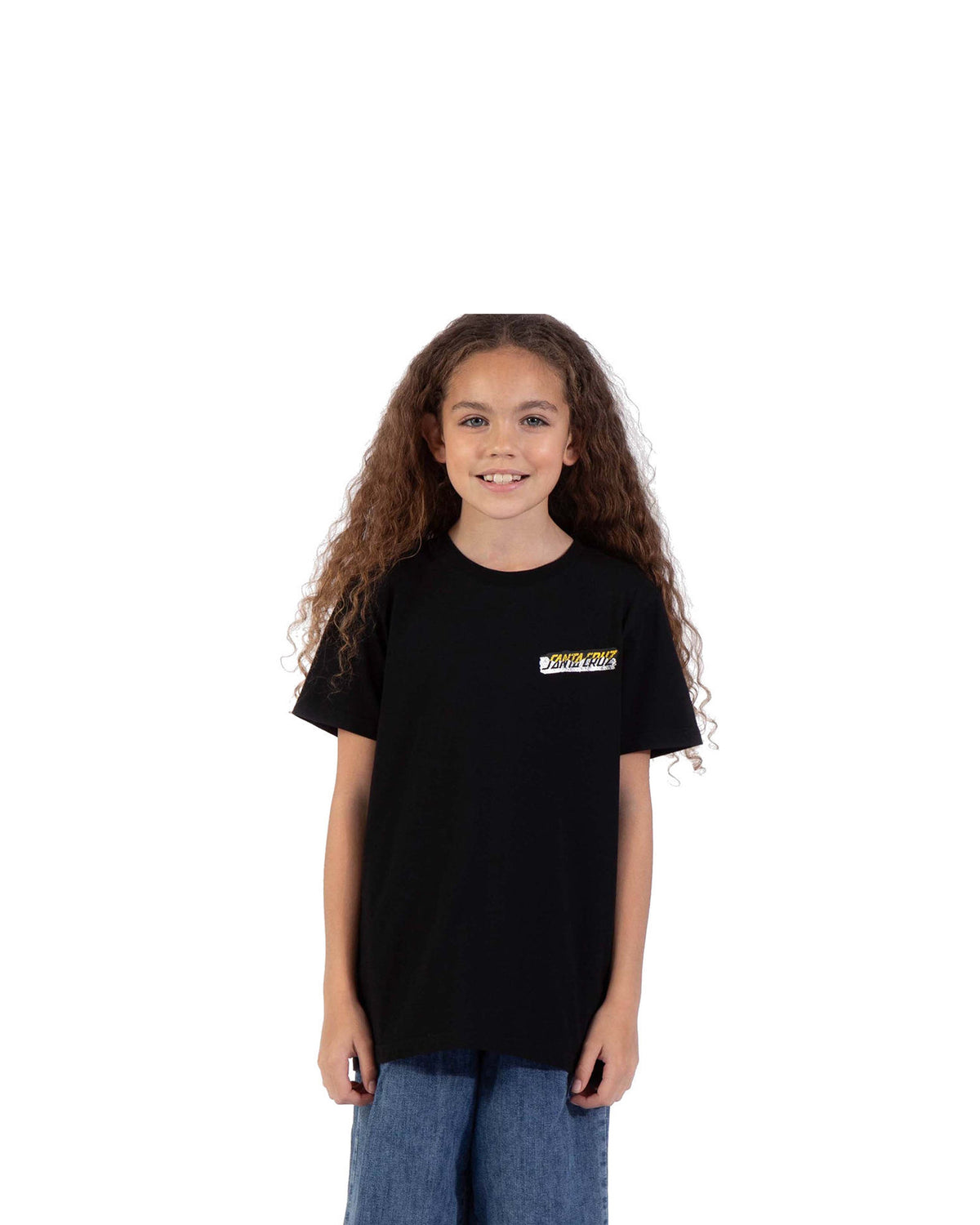 Teeshirts Santa cruz Youth Damaged Hand T-Shirt Black, vue de face porté