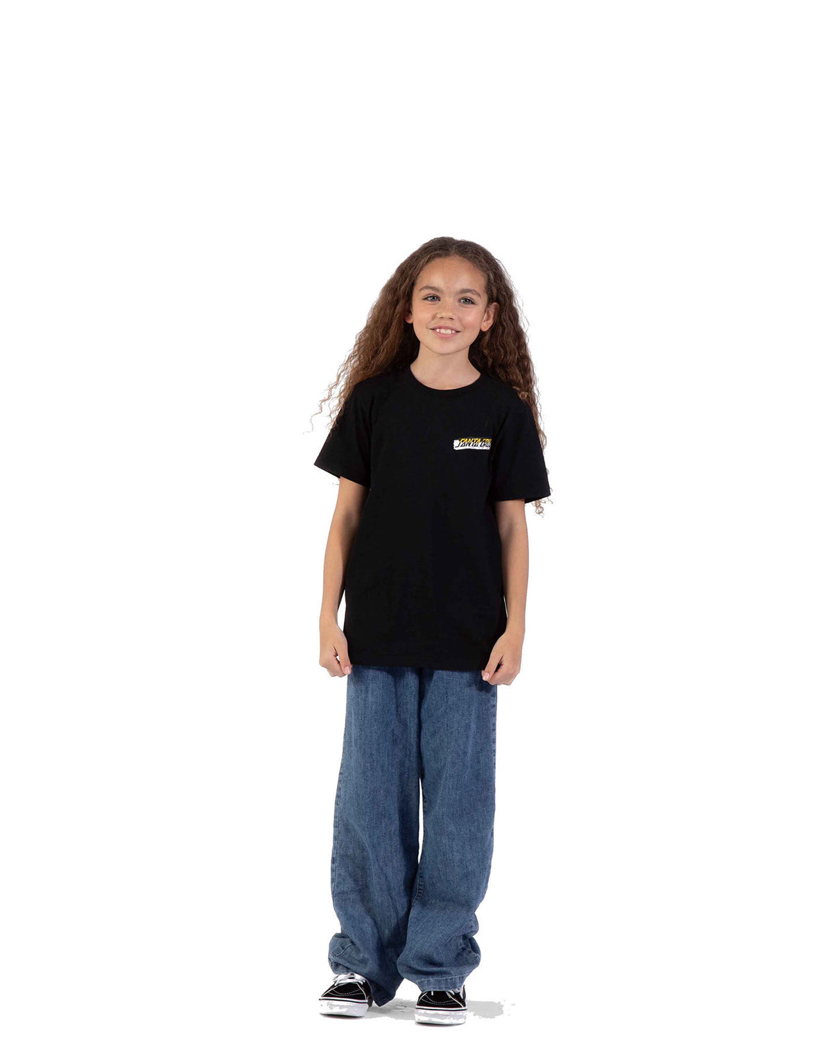 Teeshirts Santa cruz Youth Damaged Hand T-Shirt Black, vue de face porté de plein pied