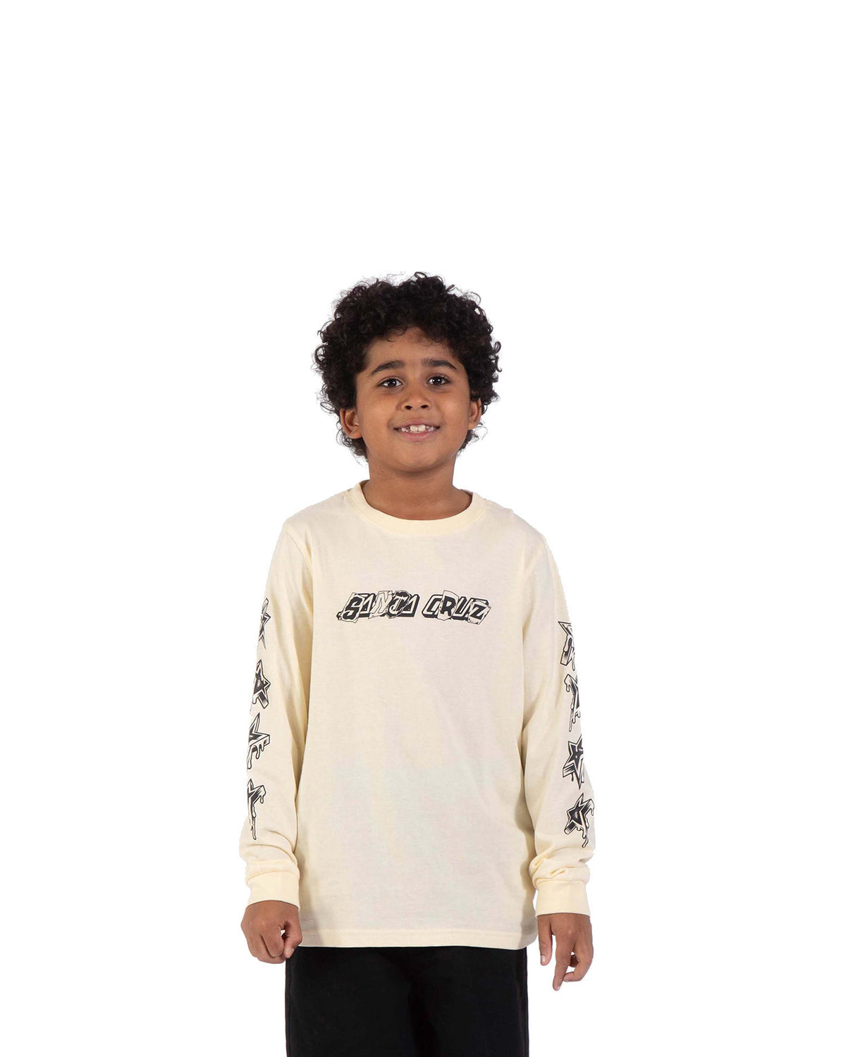 Teeshirts Santa cruz Youth Pay Off Strip Ls T-Shirt Wax Paper, vue de face porté