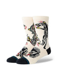 Chaussettes Stance Battle Crew Cream, vue de ¾ face