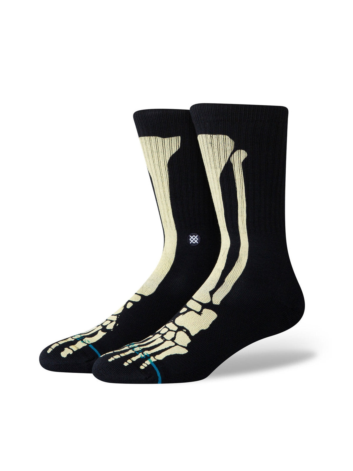 Chaussettes Stance Bones 3 Black, vue de ¾ face