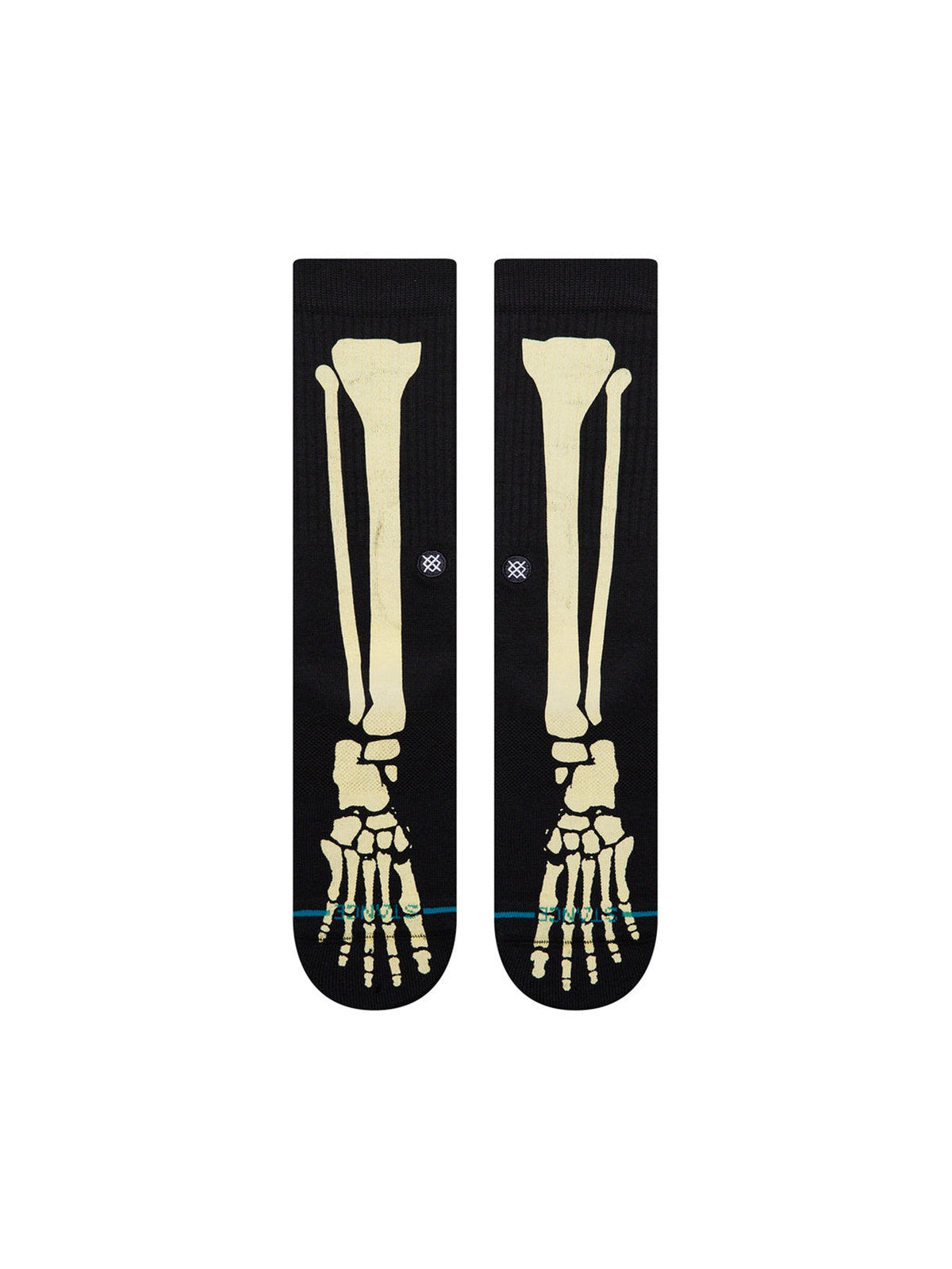 Chaussettes Stance Bones 3 Black, vue de la paire a plat de face