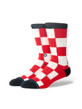 Chaussettes Stance Chaturanga Crew Red, vue de ¾ face