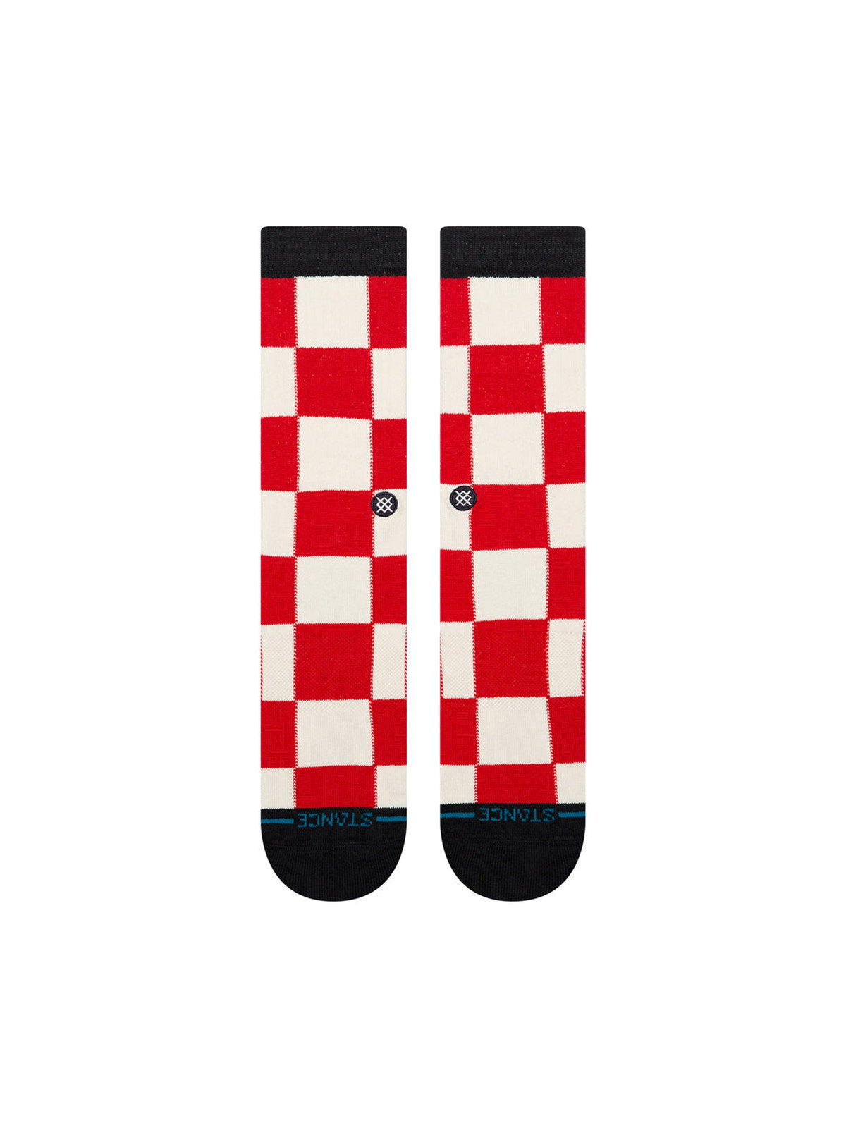 Chaussettes Stance Chaturanga Crew Red, vue de la paire a plat de face