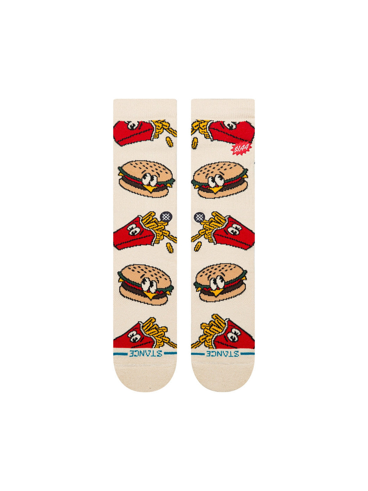 Chaussettes Stance Combo Meal Crew Tan, vue de la paire a plat de face