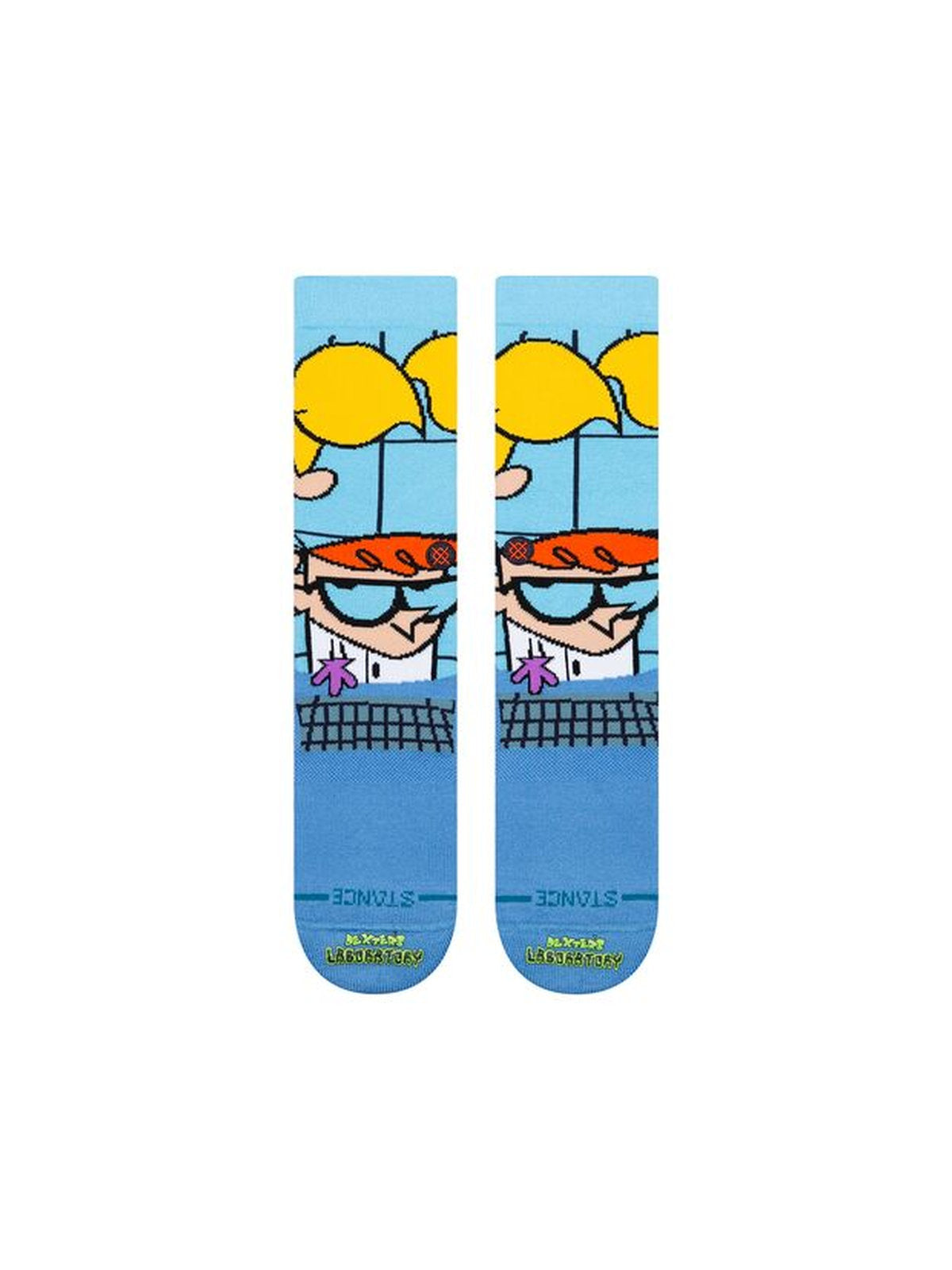 Chaussettes Stance Dexters Crew Blue, vue de la paire a plat de face