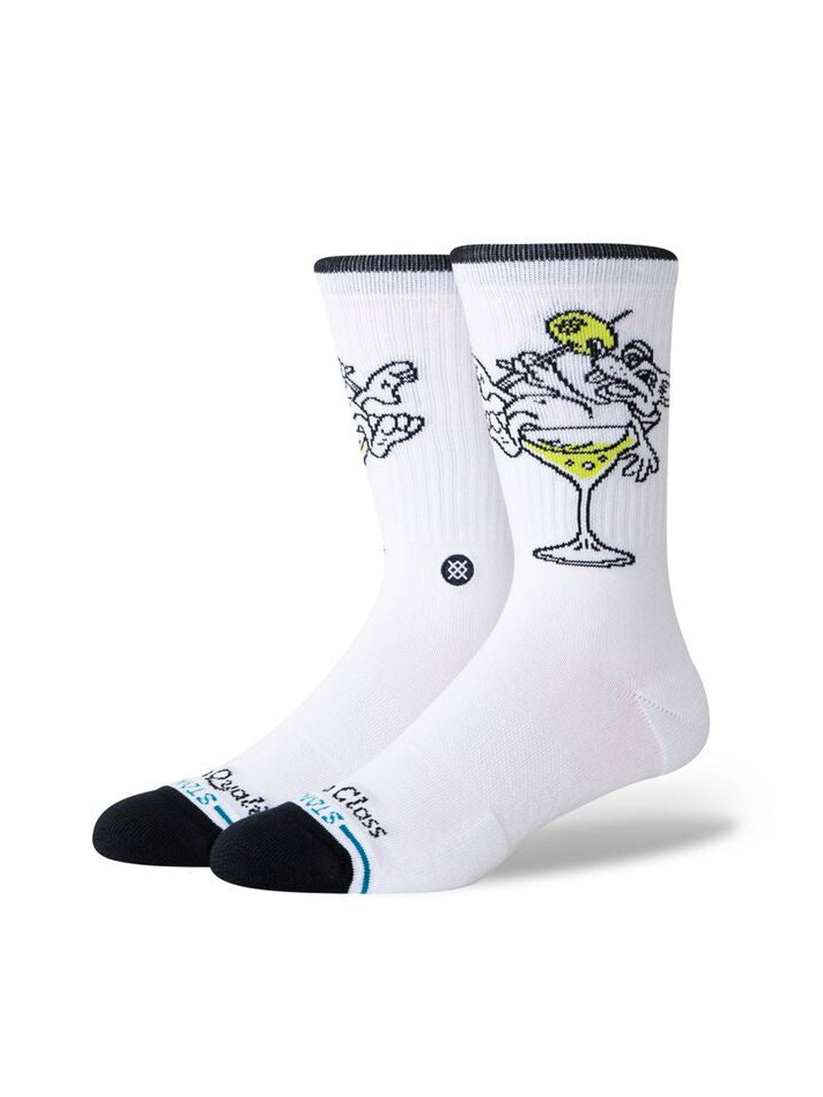 Chaussettes Stance High Quality Low Class Crew White, vue de ¾ face