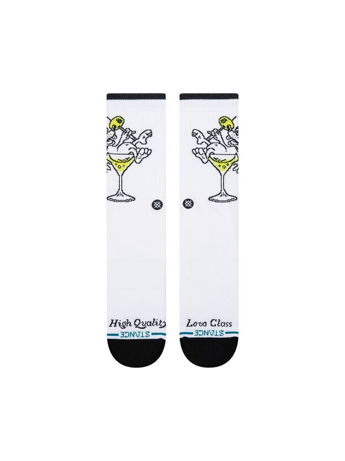 Chaussettes Stance High Quality Low Class Crew White, vue de la paire a plat de face