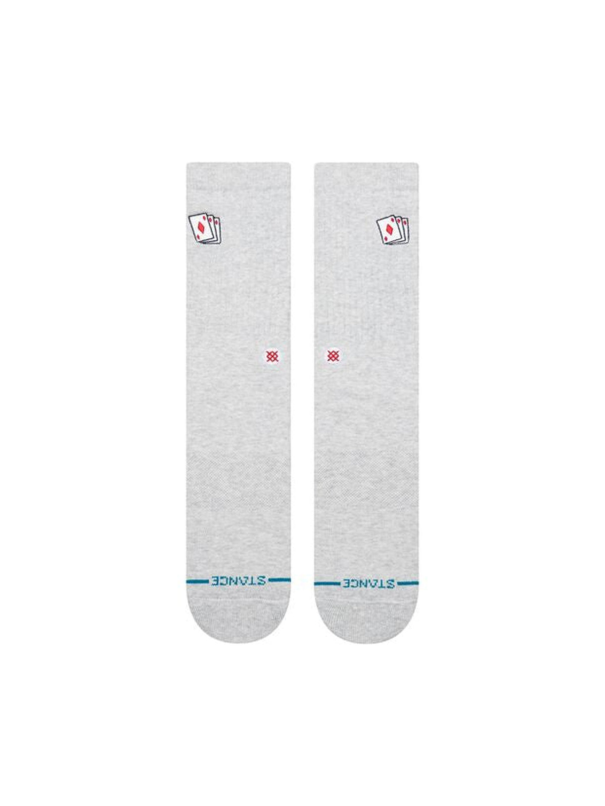 Chaussettes Stance Hit Me Crew Heathergrey, vue de la paire a plat de face