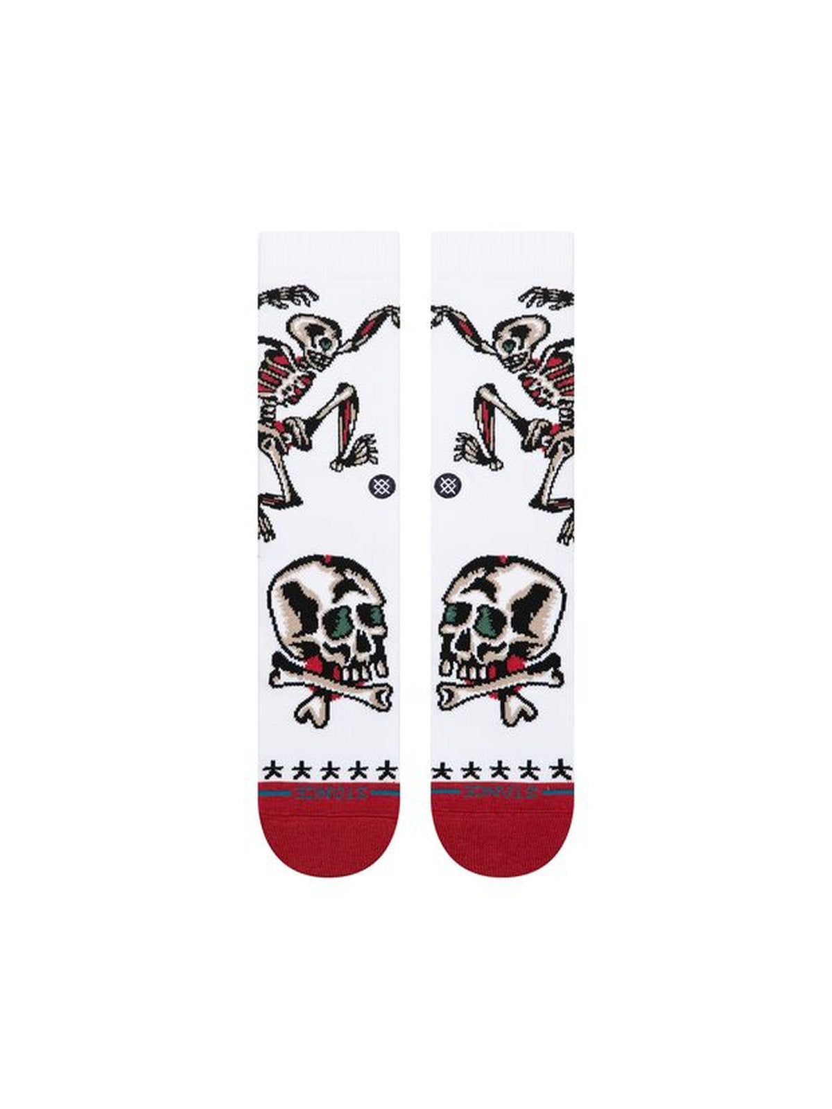 Chaussettes Stance Skeleton Crew White, vue de la paire a plat de face