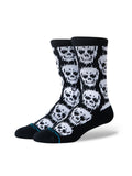 Chaussettes Stance Static Skull Crew Black, vue de ¾ face