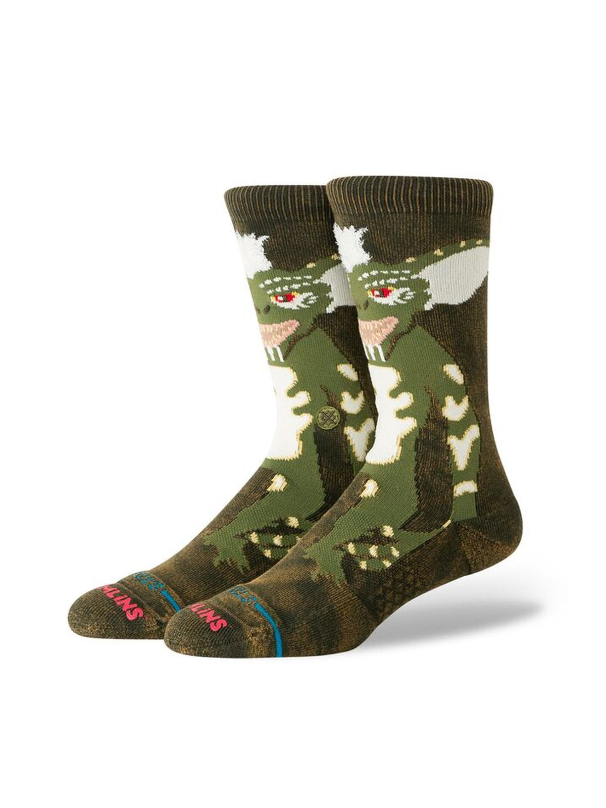 Chaussettes Stance Stripe Gremlins Crew Darkgreen, vue de ¾ face