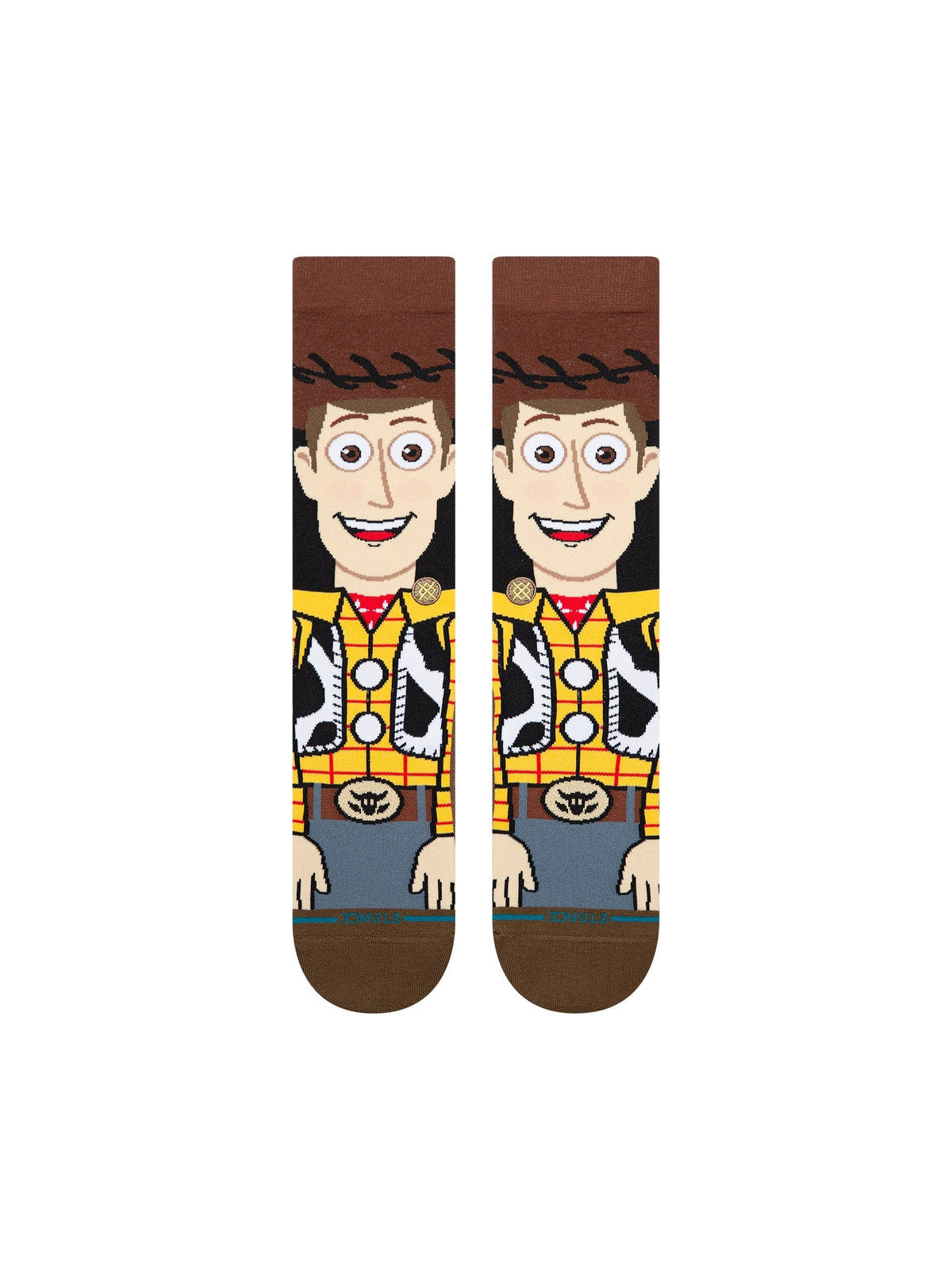 Chaussettes Stance Woody Crew Brown, vue de la paire a plat de face