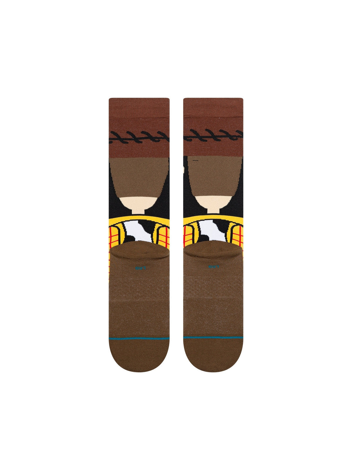 Chaussettes Stance Woody Crew Brown, vue de la paire a plat de dos