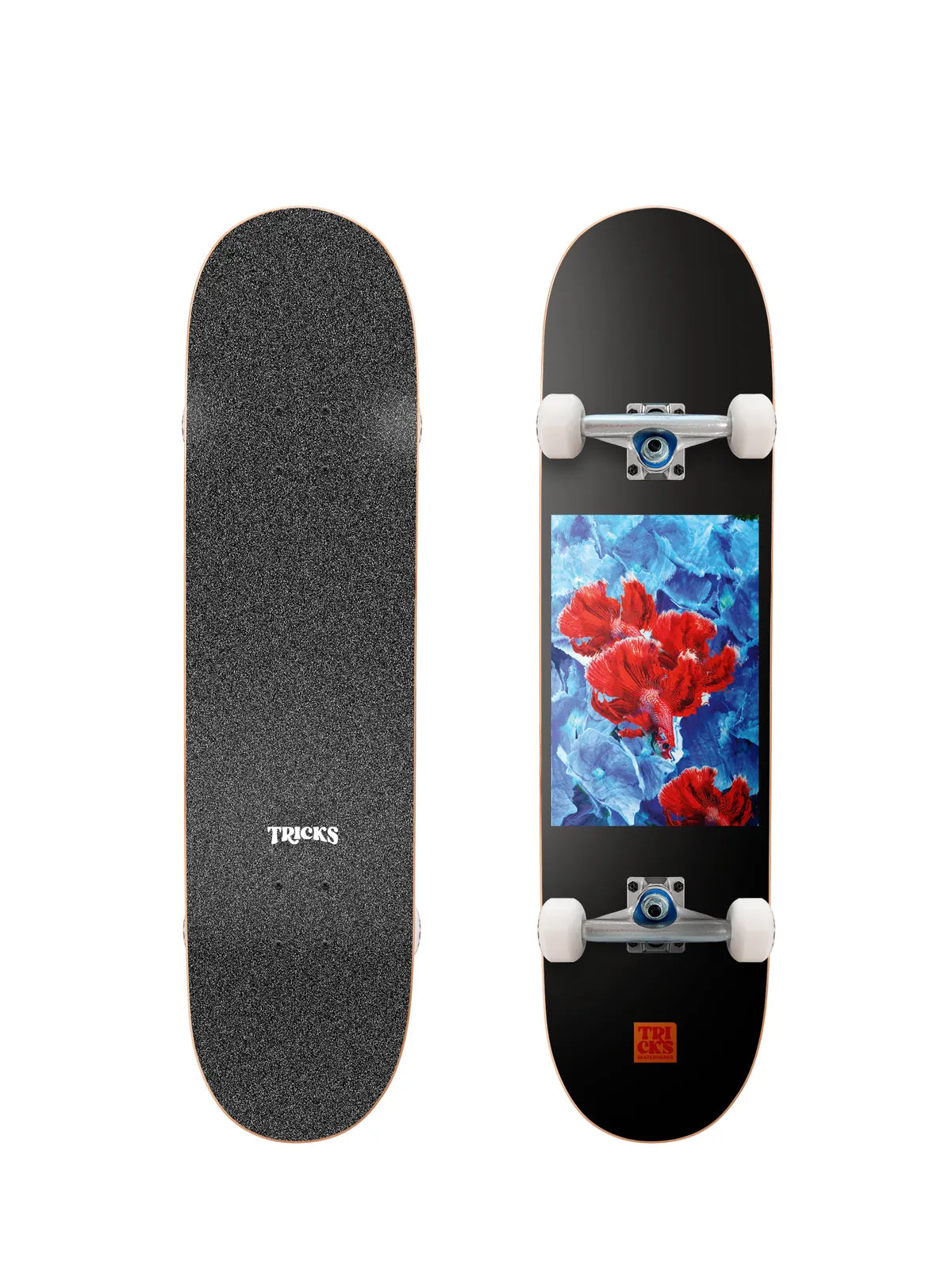 Skateboards complets Tricks Betta 8.25"x31.85" MAXI Complete , vue dessus/dessous