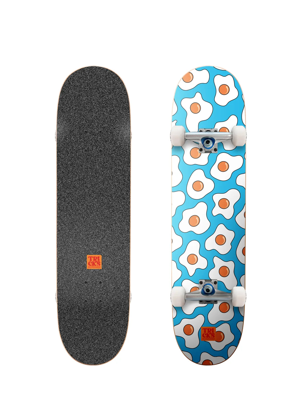 Skateboards complets Tricks Eggs 7.5"x28.30" MIDI Complete , vue dessus/dessous