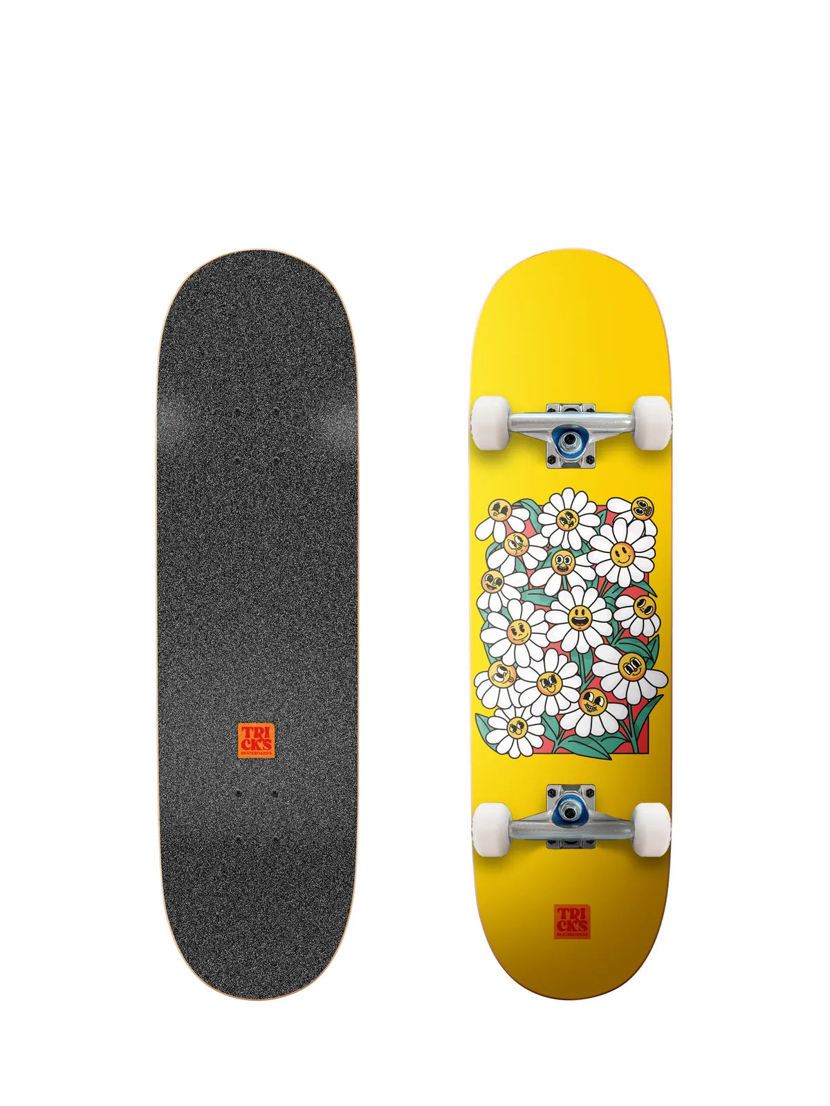 Skateboards complets Tricks Floral 7.75"x29.5" MIDI Complete , vue dessus/dessous