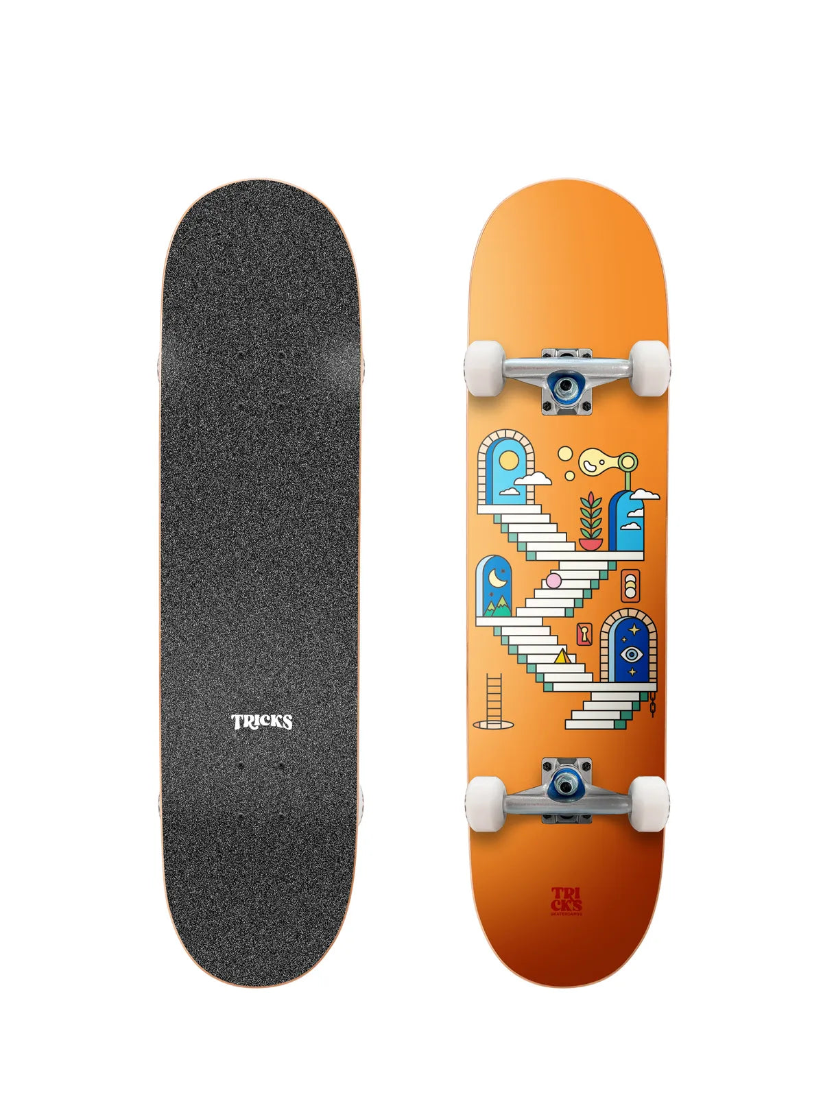 Skateboards complets Tricks Stairs 8.0"x31.85" MAXI Complete , vue dessus/dessous