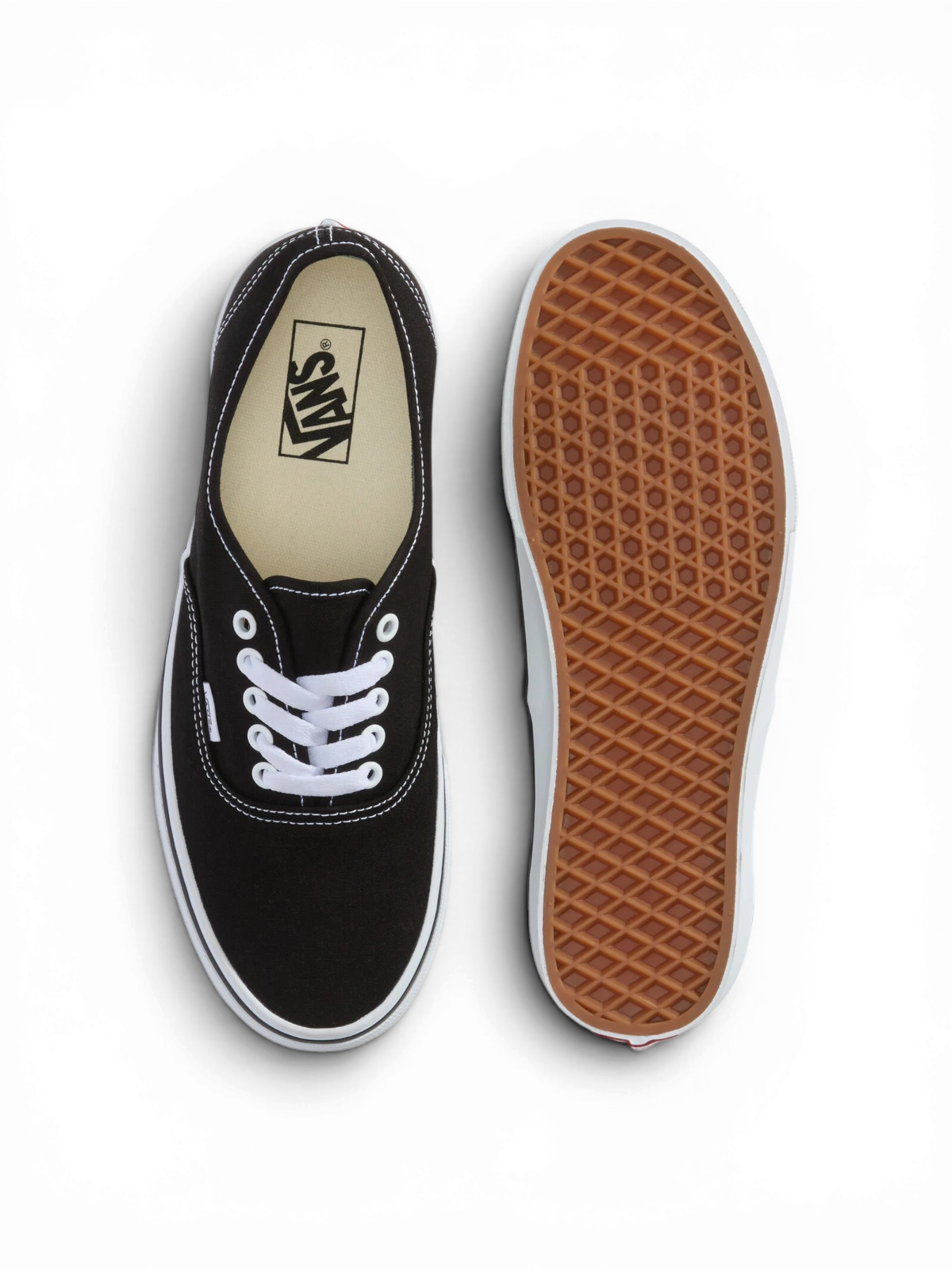 Chaussures de skateboard Vans Authentic Black, vue de dessus/dessous