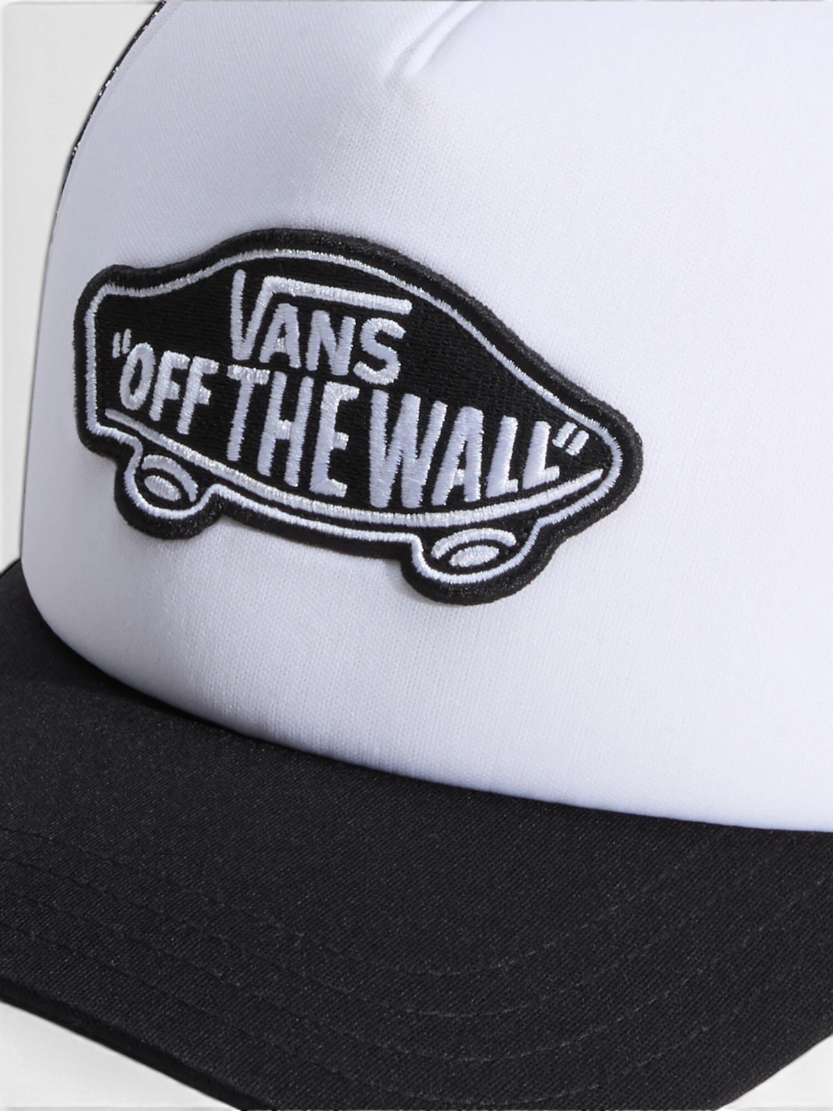 Casquettes Vans Classic Patch Curved Bill Trucker Black/White, vu détail