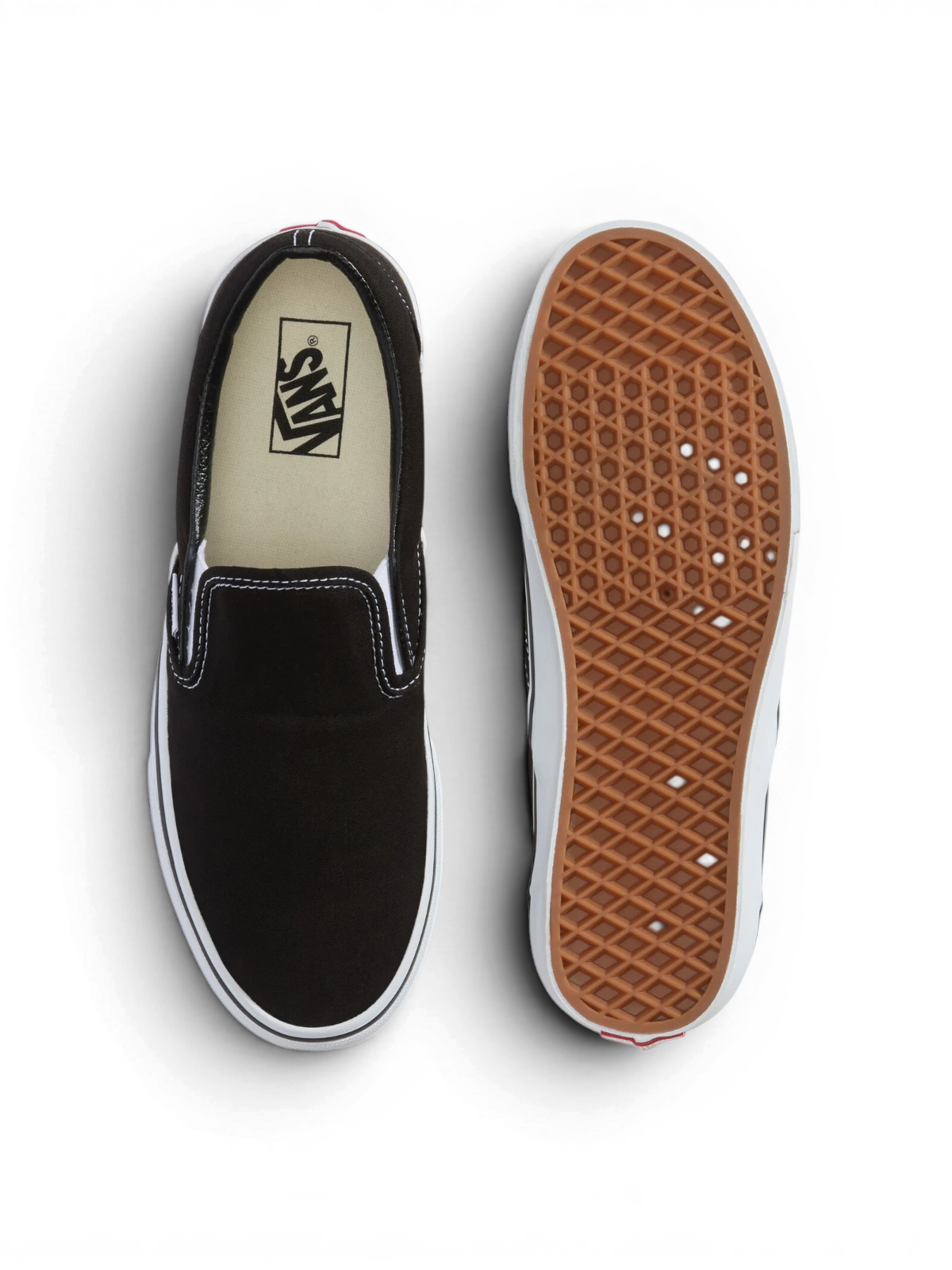 Chaussures de skateboard Vans Classic Slip-On Black, vue de dessus/dessous