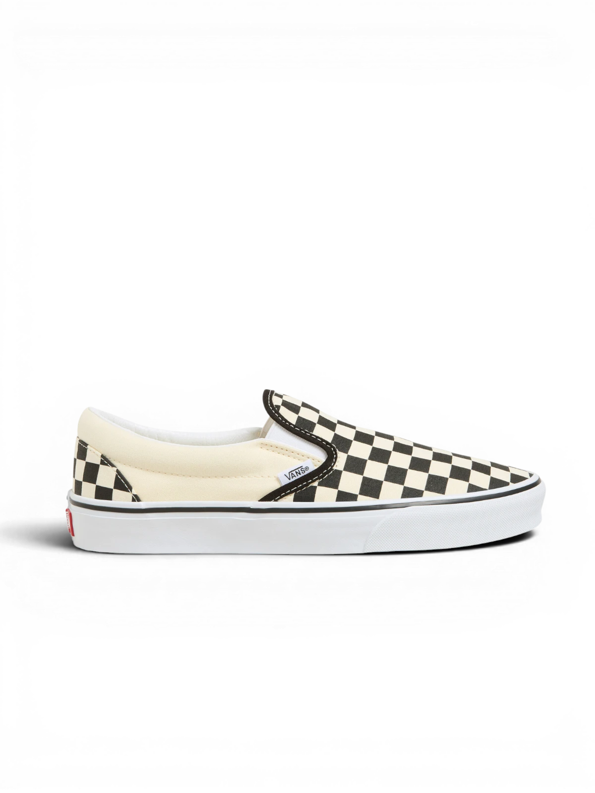 Chaussures de skateboard Vans Classic Slip-On Blk Whtchckerboard/Wht, vue de coté