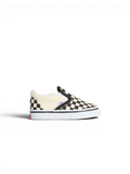 Chaussures de skateboard Vans Classic Slip-On Blk Whtchckerboard/Wht, vue de coté