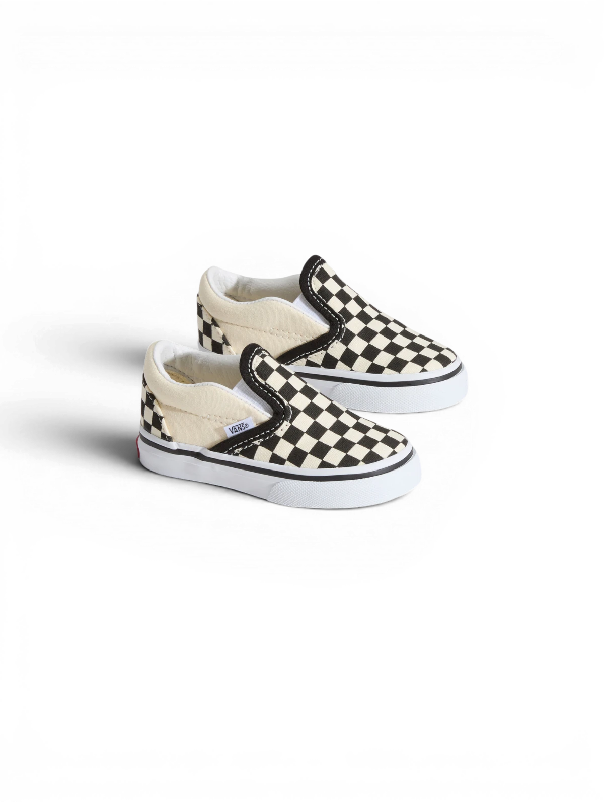 Chaussures de skateboard Vans Classic Slip-On Blk Whtchckerboard/Wht, vue de 3/4