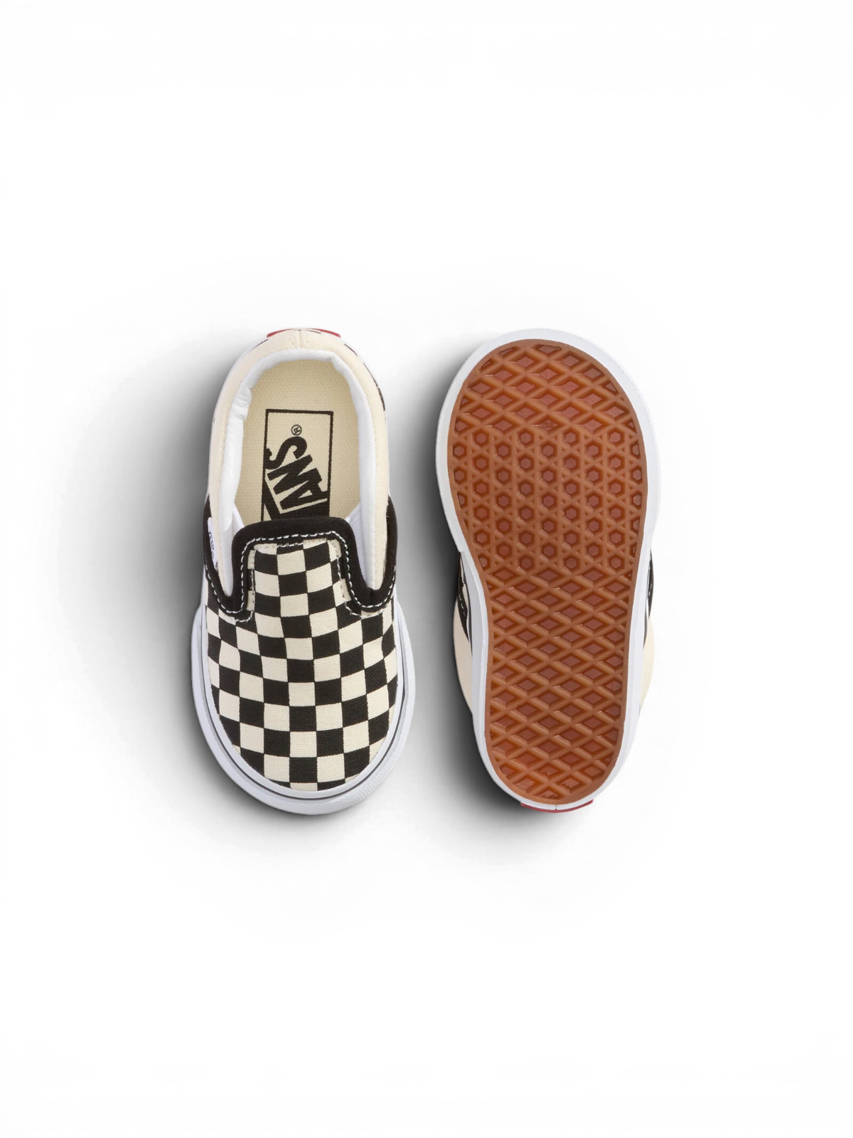 Chaussures de skateboard Vans Classic Slip-On Blk Whtchckerboard/Wht, vue de dessus/dessous