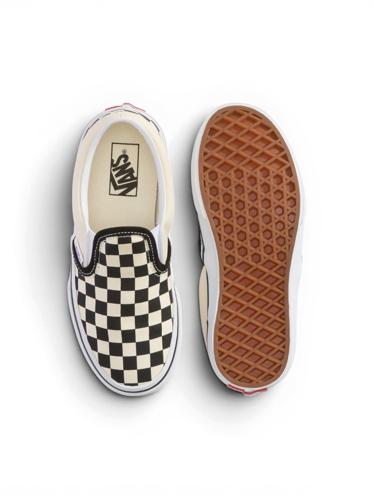 Chaussures de skateboard Vans Classic Slip-On (Checkerboard) Black/Wht, vue de dessus/dessous